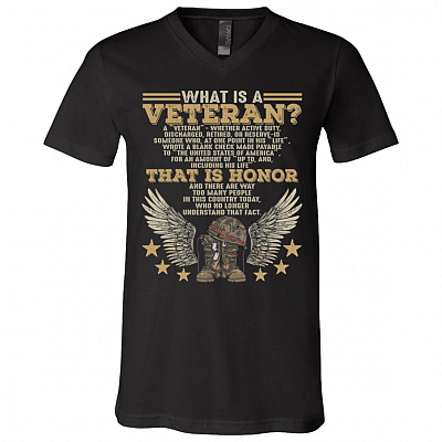 What Is A Veteran Active Duty Discharged Retired Reserve That Is Honor T-Shirt V-Neck, Black, V-Neck T-Shirt