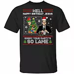 Michael Scott Well Happy Birthday Jesus Sorry Your Party's So Lame Funny Ugly Christmas Sweater Style T-Shirt, Black, Unisex T-Shirt