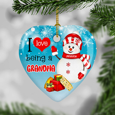 Alternative view of Personalized I Love I Being A Grandma Grandmother Gift Christmas Flat Holiday Heart Ornament Keepsake