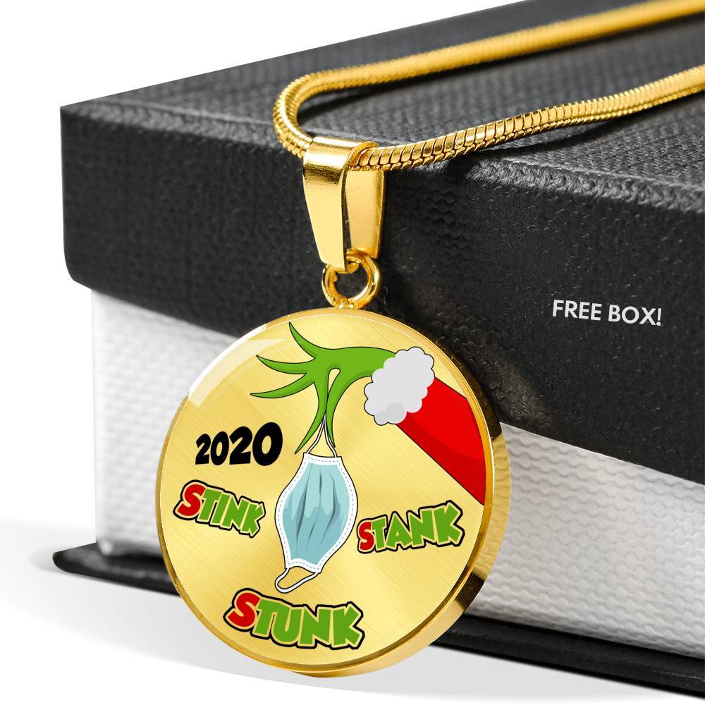 2020 Stink Stank Stunk Funny Quarantine Christmas Luxury Circle Pendant Necklace - Circle Luxury Necklace (Gold Plated) 2020 Stink Stank Stunk Funny Quarantine Christmas Luxury Circle Pendant Necklace - Circle Luxury Necklace (Gold Plated)