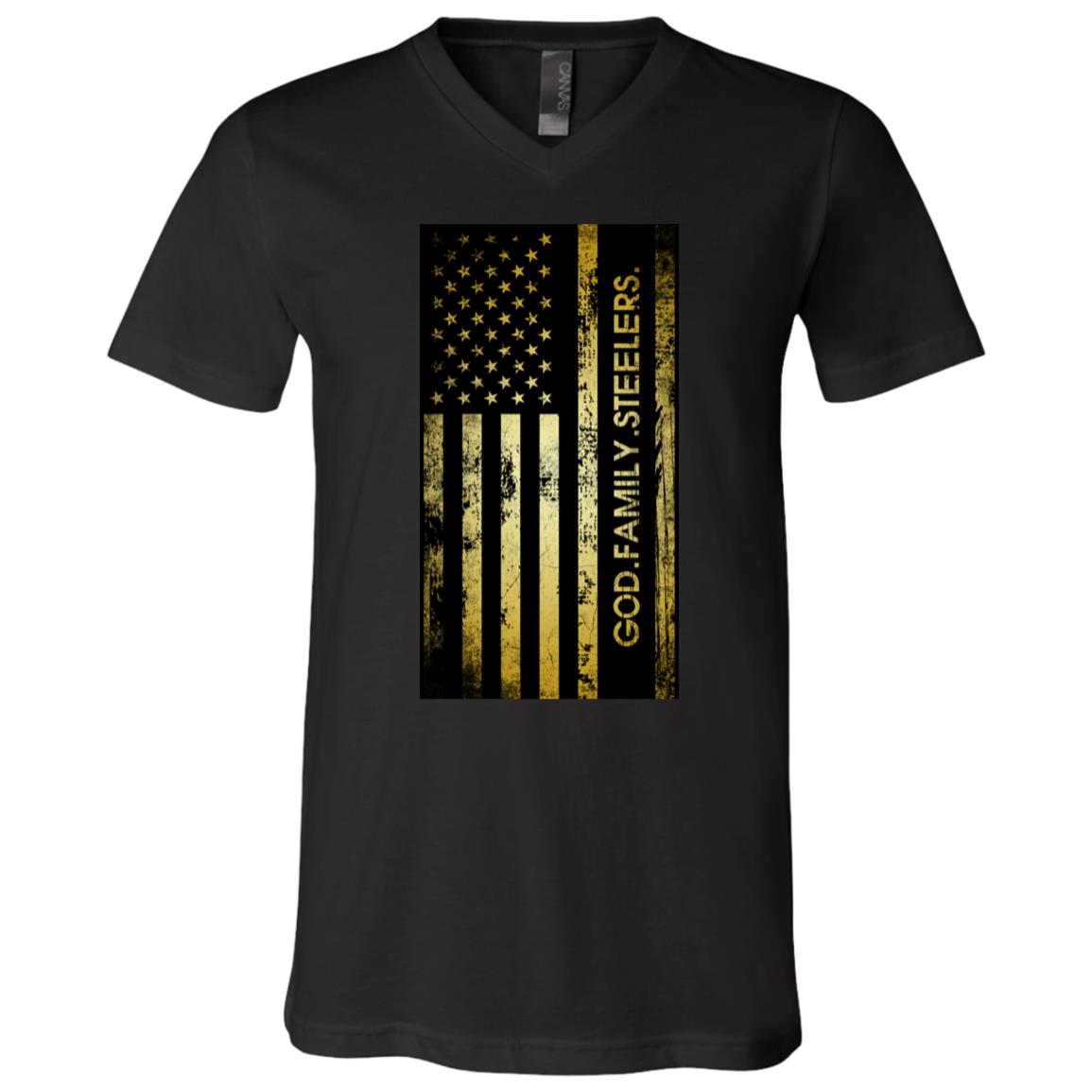 God Family Badass Veteran T-Shirt V-Neck - US Veteran Gifts, Black, V-Neck T-Shirt