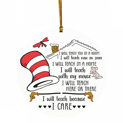 I Will Teach You In A Room I Will Teach Now Circle Ornament Keepsake - Funny 2020 Teacher Ornament, White, Circle Ornament