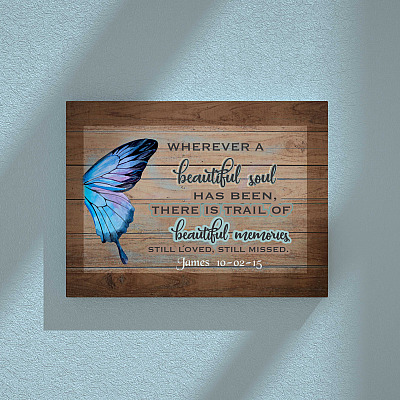 Alternative view of Personalized Beautiful Soul Beautiful Memories Loved Missed Memorial Framed Canvas Prints - Unframed Poster