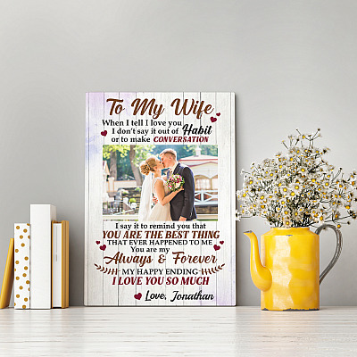 Alternative view of To My Wife I Love You So Much Forever Personalized Photo & Name Framed Canvas - Unframed Poster