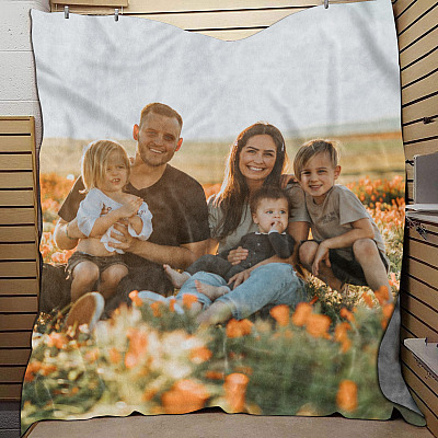 Personalized Photo Love Wedding Couple Throw Blanket - Custom Image Your Dog Your Cat Fleece Blanket