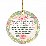 Personalized Christmas Ornament for Mother of Bride Mother in Law Gift Flat Holiday Circle Ornament Keepsake, White, Circle Ornament
