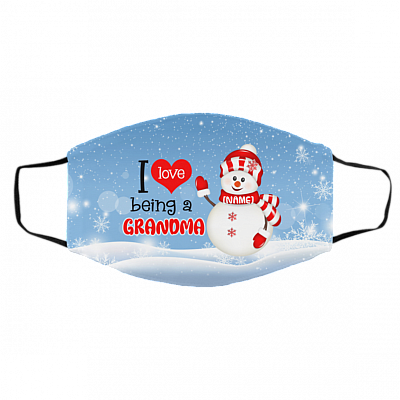 Personalized I Love I Being a Grandma Grandmother Gift Washable Reusable Custom Printed Cloth Face Mask Cover, White, Cloth Face Cover – Medium/Large