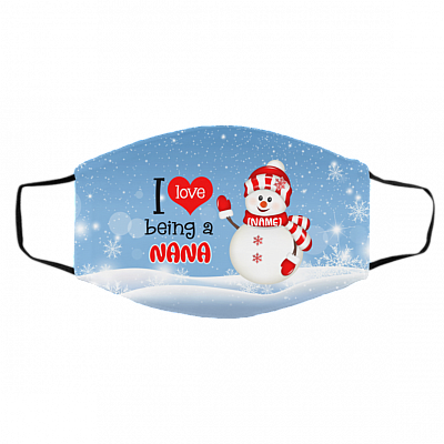 Personalized I Love I Being a Nana Grandmother Gift Washable Reusable Custom Printed Cloth Face Mask Cover, White, Cloth Face Cover – Medium/Large