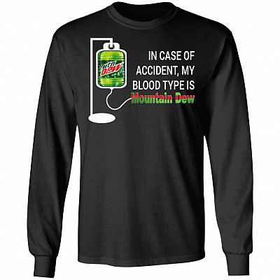 in Case of Accident My Blood Type is Mountain Hoodie - Long Sleeve - Sweatshirt, Black, Long Sleeve