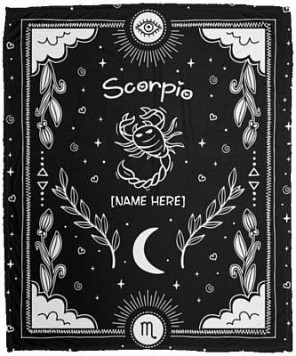 Personalized Scorpio Zodiac Horoscope Premium Sherpa Blanket - Astrology Lovers Scorpion Woven Blanket Gifts, White, Cozy Plush Fleece Blanket - 50x60