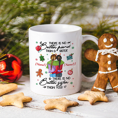Alternative view of Personalized Sisters Christmas There Is No Better Friend Than A Sister Ceramic Coffee Mug