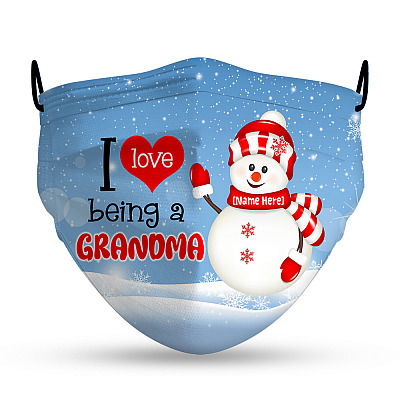 Alternative view of Personalized I Love I Being a Grandma Grandmother Gift  Washable Reusable Custom Printed Cloth Face Mask Cover