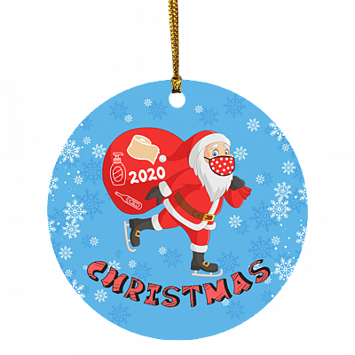 Merry Christmas Santa Claus Snowflakes Toilet Paper 2020 Circle Ornament - Holiday Pandemic Gift, White, Circle Ornament