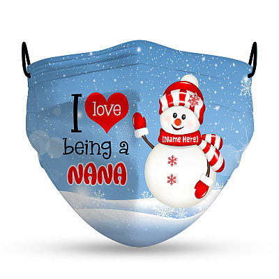 Alternative view of Personalized I Love I Being a Nana Grandmother Gift Washable Reusable Custom Printed Cloth Face Mask Cover