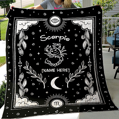 Alternative view of Personalized Scorpio Zodiac Horoscope Premium Sherpa Blanket - Astrology Lovers Scorpion Woven Blanket Gifts
