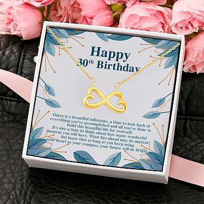 Happy 30th Birthday Thirty Is A Beautiful Infinity Heart Pendant Necklace