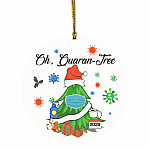 Oh, Quaran-Tree 2020 Christmas Quarantine Tree Xmas Circle Ornament - Cool 2020 Christmas Quarantine Keepsake, White, Circle Ornament