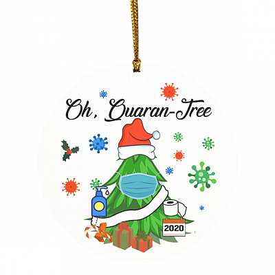 Oh, Quaran-Tree 2020 Christmas Quarantine Tree Xmas Circle Ornament - Cool 2020 Christmas Quarantine Keepsake, White, Circle Ornament