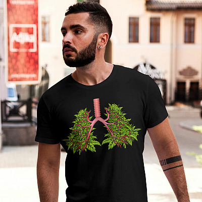 Alternative view of Lung Cannabis Funny Weed 420 Marijuana T-shirt - Weed Lung Marijuana Stoner Shirt