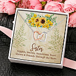 Sisters Giggles Secrets Sometime Tears Through the Years - Gift for BFF Bestie Soul Sister Interlocking Hearts Pendant Necklace
