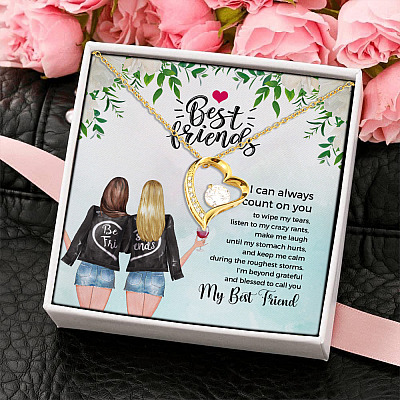 Best Friends I Can Always Count on You to Wipe My Tears - Gift for BFF Bestie Soul Sister Forever Love Pendant Necklace