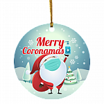 2020 Cute Santa Essential Gift Decorative Christ-mask Ornament - Holiday Flat Circle Ornament, White, Circle Ornament