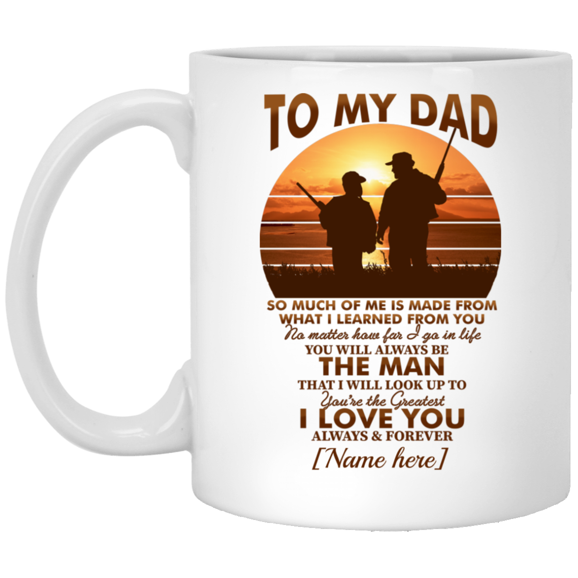 Personalized Son To My Dad So Much Of Me Is Made From What I Learned from You Ceramic Coffee Mug - Beer Stein, White, 11 oz. White Mug