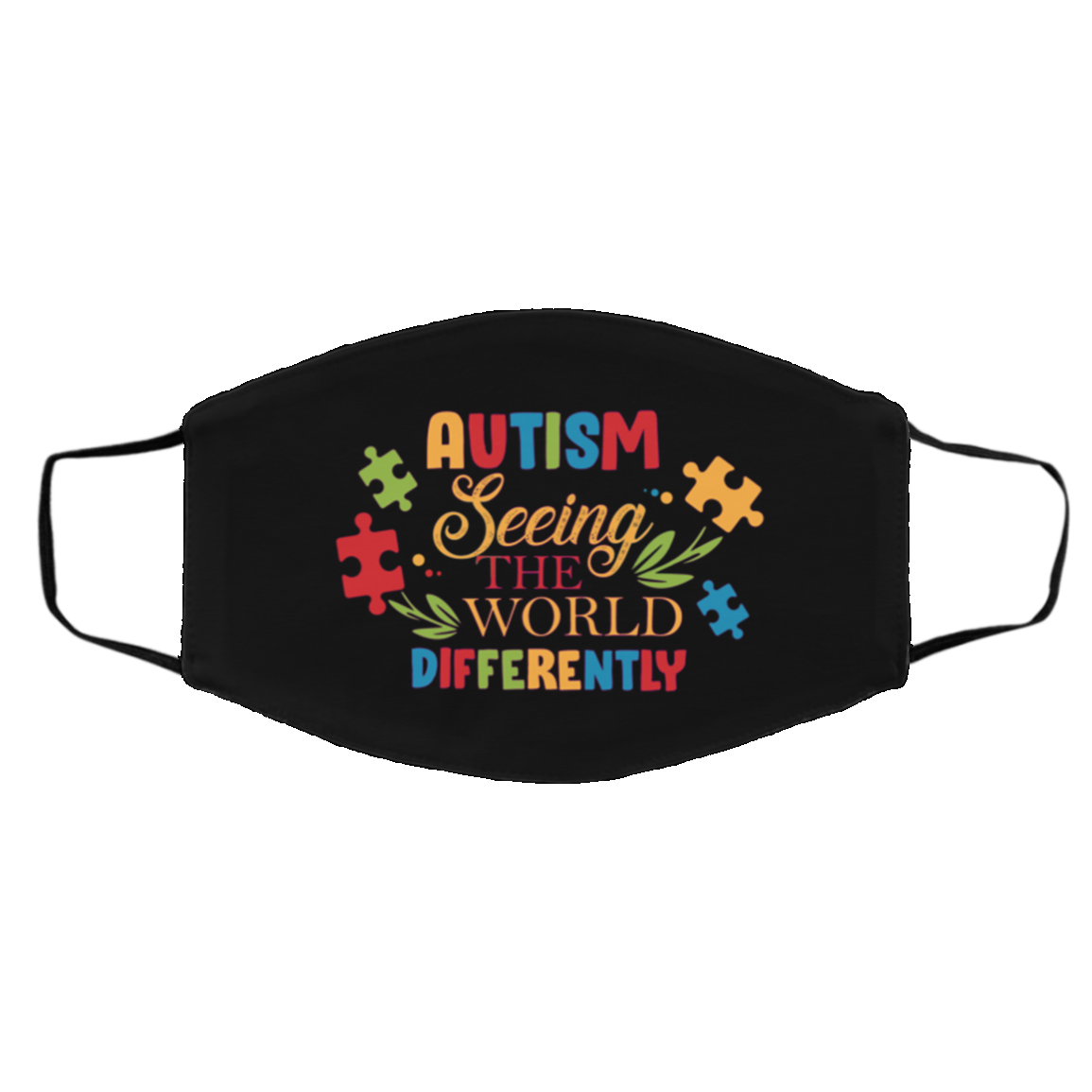 Autism Seeing The World Differently Washable Reusable Custom Printed Cloth Face Mask Cover, Black, Cloth Face Cover – Medium/Large Autism Seeing The World Differently Washable Reusable Custom Printed Cloth Face Mask Cover, Black, Cloth Face Cover – Medium/Large