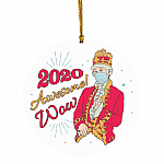 2020 Awesome Wow Ornament, White, Circle Ornament