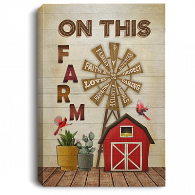 On This Farm Sign Farmhouse Framed Canvas Prints - Unframed Poster - Home Decor Wall Art, White, 0.75'' Framed Canvas