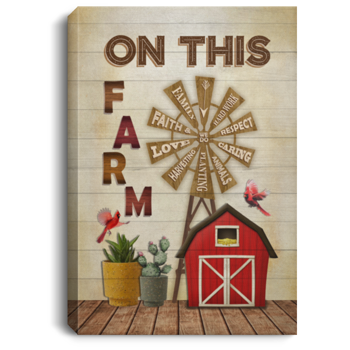 On This Farm Sign Farmhouse Framed Canvas Prints - Unframed Poster - Home Decor Wall Art, White, 0.75'' Framed Canvas