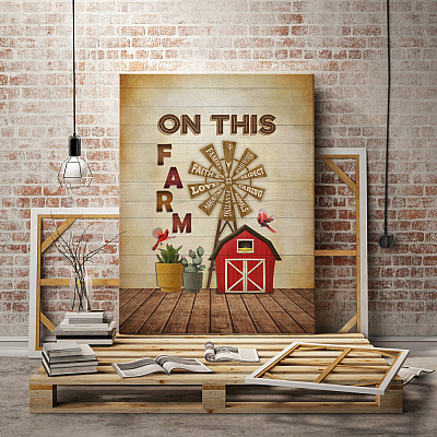 Alternative view of On This Farm Sign Farmhouse Framed Canvas Prints - Unframed Poster - Home Decor Wall Art