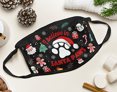 Alternative view of I Believe In Santa Paw Christmas Washable Reusable Custom Printed Cloth Face Mask Cover