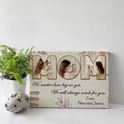 Personalized Photo Mom Gift We Will Always Reach For You Framed Canvas - Unfarmed Poster