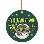 Youda Best Son Ever Love You I Do Decorative Christmas Ornament - Holiday Flat Circle Ornament, White, Circle Ornament