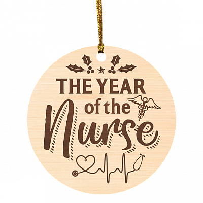 The Year Of The Nurse Heart Beat Christmas Ornament - Holiday Decorative Flat Circle Ornament, White, Circle Ornament