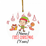 Personalized Baby Boy ELF First Christmas 2020 Decorative Christmas Ornament - Holiday Flat Circle Ornament, White, Circle Ornament Personalized Baby Boy ELF First Christmas 2020 Decorative Christmas Ornament - Holiday Flat Circle Ornament, White, Circle Ornament