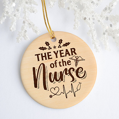 Alternative view of The Year Of The Nurse Heart Beat Christmas Ornament - Holiday Decorative Flat Circle Ornament