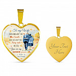 To My Wife From Husband Our Home Ain't No Castle Our Life Ain't No Fairy Tale Heart Pendant Necklace - Heart Luxury Necklace (Gold Plated)