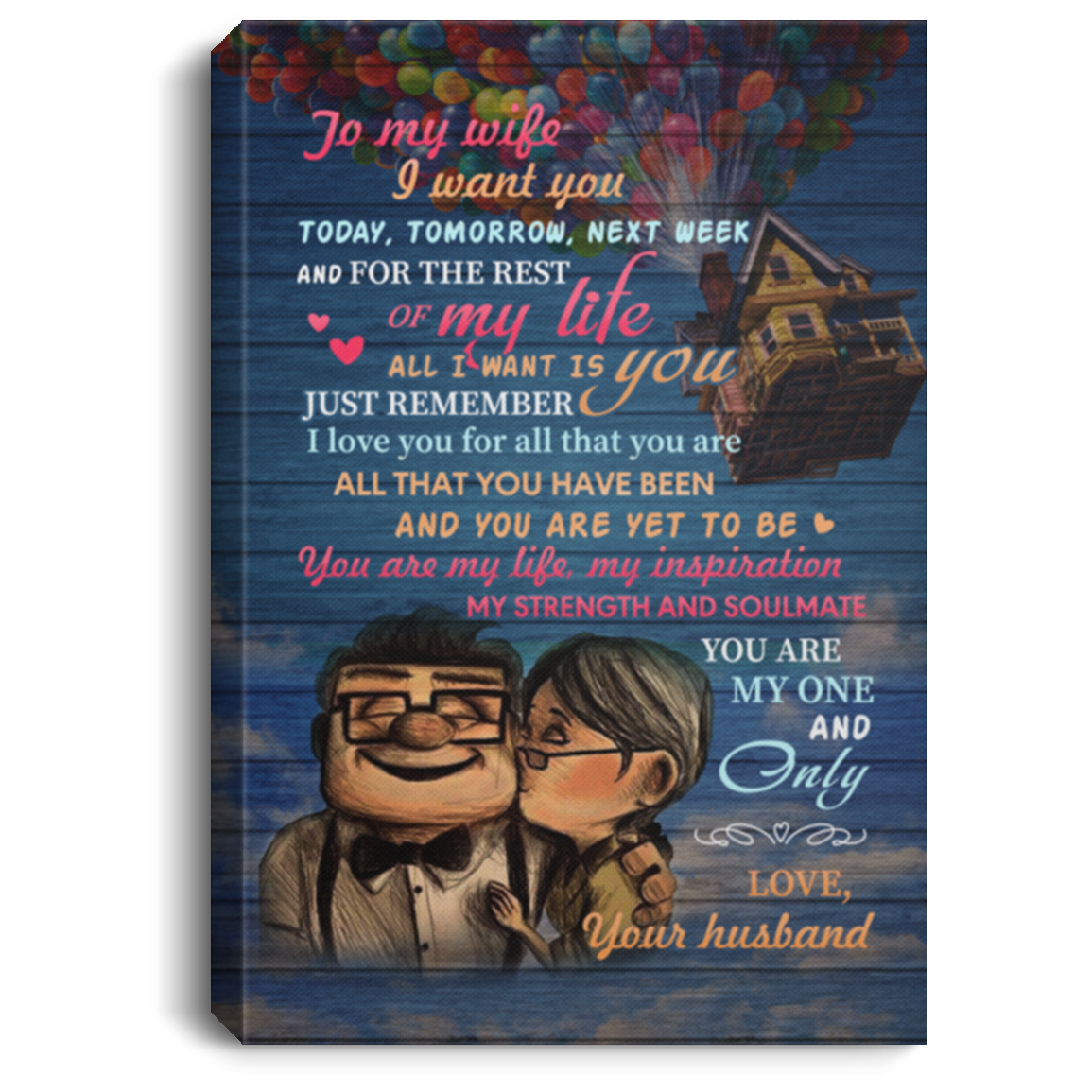 To My Wife From Husband I Want You Today Wrapped Framed Canvas Prints - Unframed Poster - Home Decor Wall Art, White, 0.75'' Framed Canvas