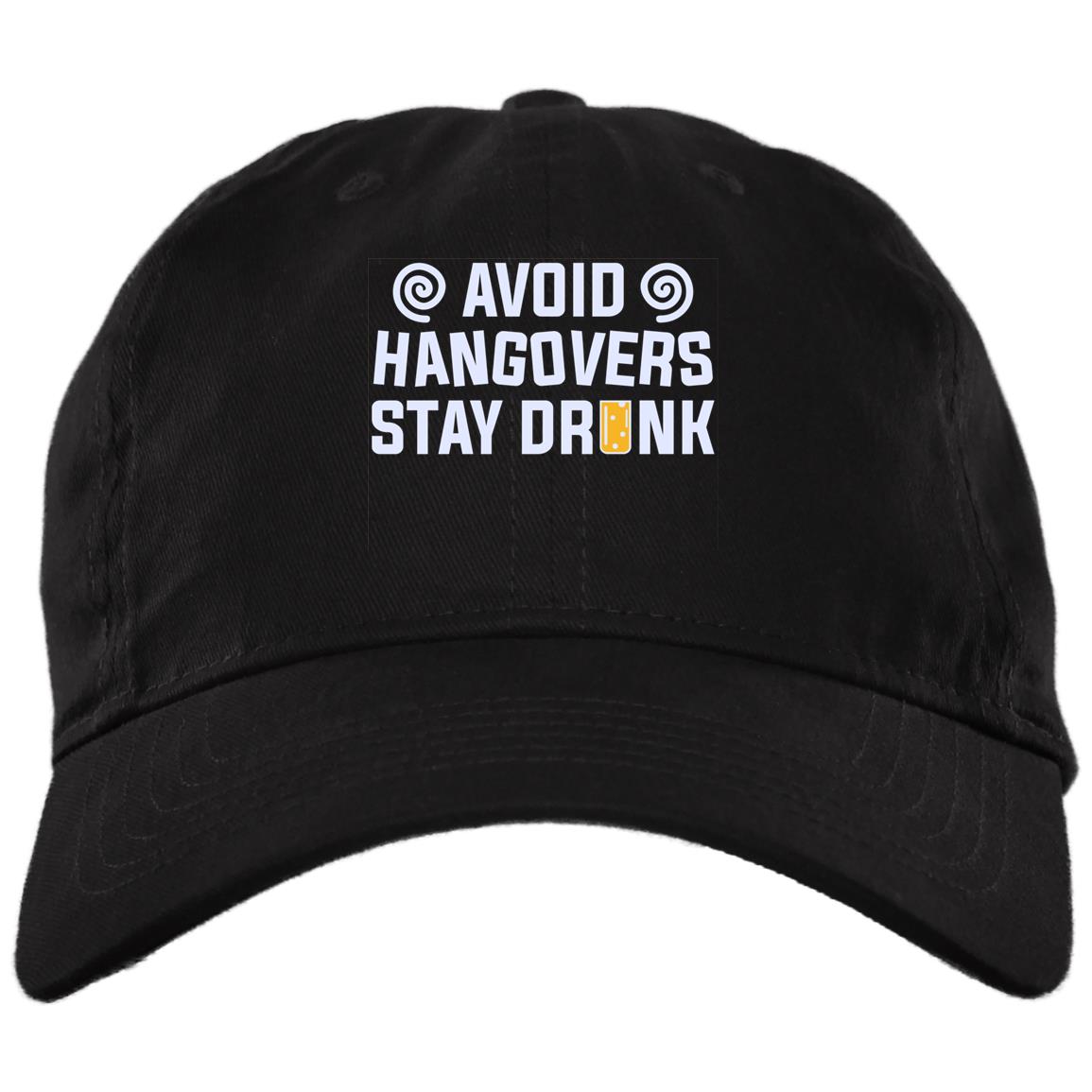 Avoid Hangovers Stay Drunk Hat Twill Cap - High-Profile Snapback Hat - Trucker Hat, Black, Brushed Twill Dad Cap