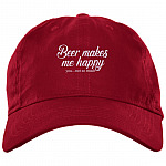 Beer Makes Me Happy You Not So Much Twill Cap - High-Profile Snapback Hat - Trucker Hat, Red, Brushed Twill Dad Cap