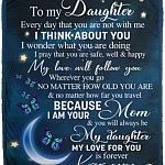 From Mom To My Daughter Everyday That You Are Not with Me Fleece Blanket - Mink Sherpa Blanket - Woven Blanket, White, Cozy Plush Fleece Blanket - 50x60
