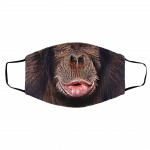 Chimp Mouth Happy Washable Reusable Custom Printed Cloth Face Mask Cover - Chimpanzee Face Mask, White, Cloth Face Cover – Medium/Large