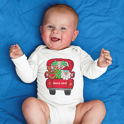 Alternative view of Personalized Red Truck Christmas Gift for Toddler Baby Onesie - Baby Infant Bodysuit