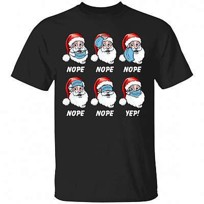 Christmas 2020 Santa Claus Wearing Mask Wrong Funny Pandemic Christmas T-Shirt - Santa 2020 Tee Shirt, Black, Unisex T-Shirt