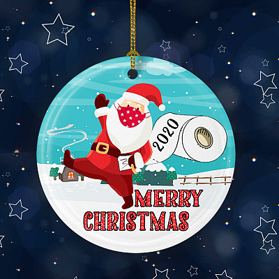 Alternative view of Merry Christmas Santa With Toilet Paper Circle Ornament Keepsake - Funny Santa Circle Ornament