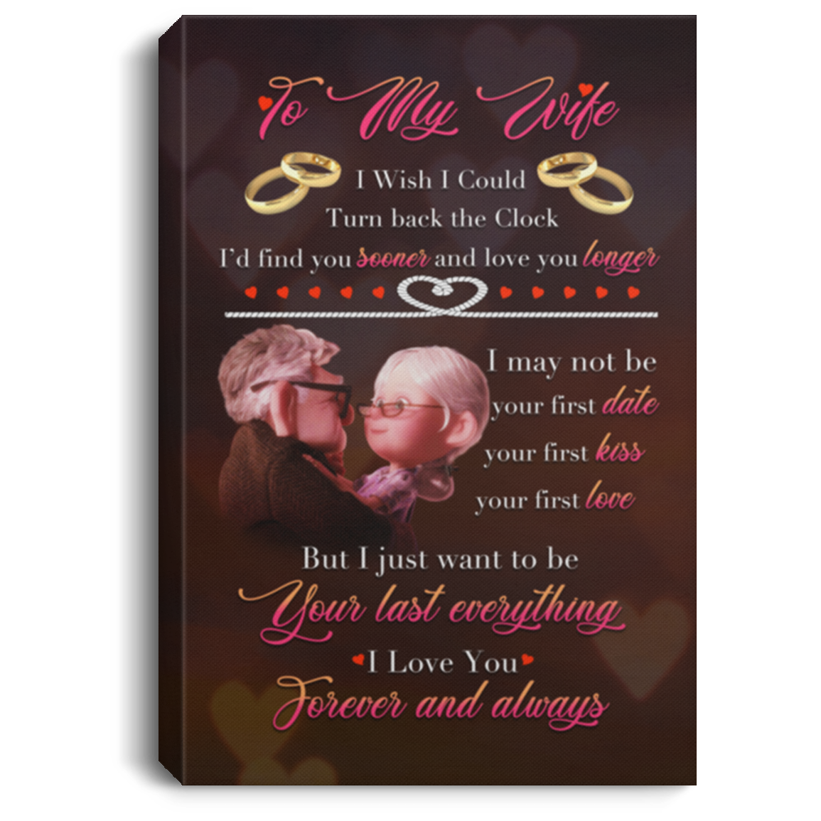 I Wish I Could Turn Back Time Romantic Gift for Wife Framed Canvas - Unframed Poster - Wall Art, White, 0.75'' Framed Canvas