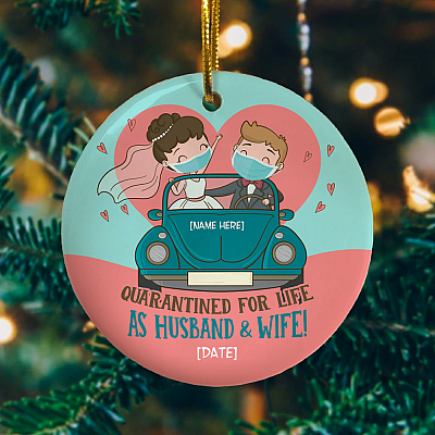 Alternative view of Personalized Quarantined For Life As Husband And Wife Christmas Ornament Keepsake - Holiday Flat Circle Ornament