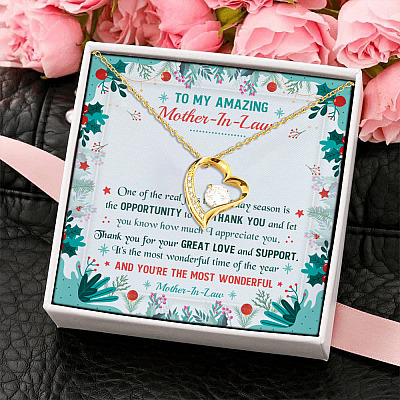 Thank You Gifts To My Amazing Mother-In-Law Forever Love Christmas Necklace